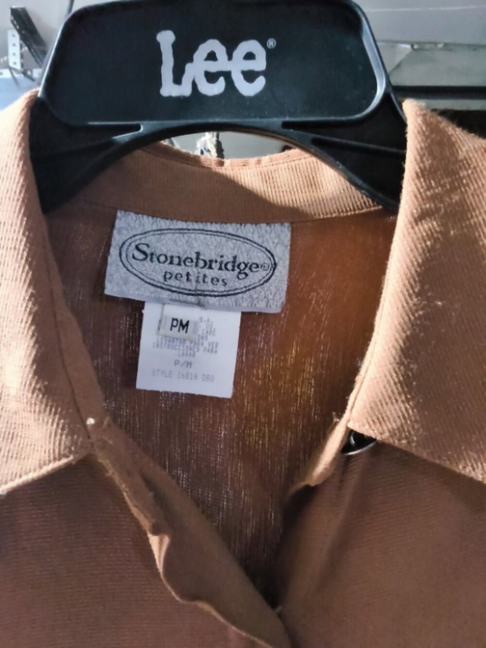Stonebridge Petites Brown Button Up Blouse Size PM Lightweight Collared Top